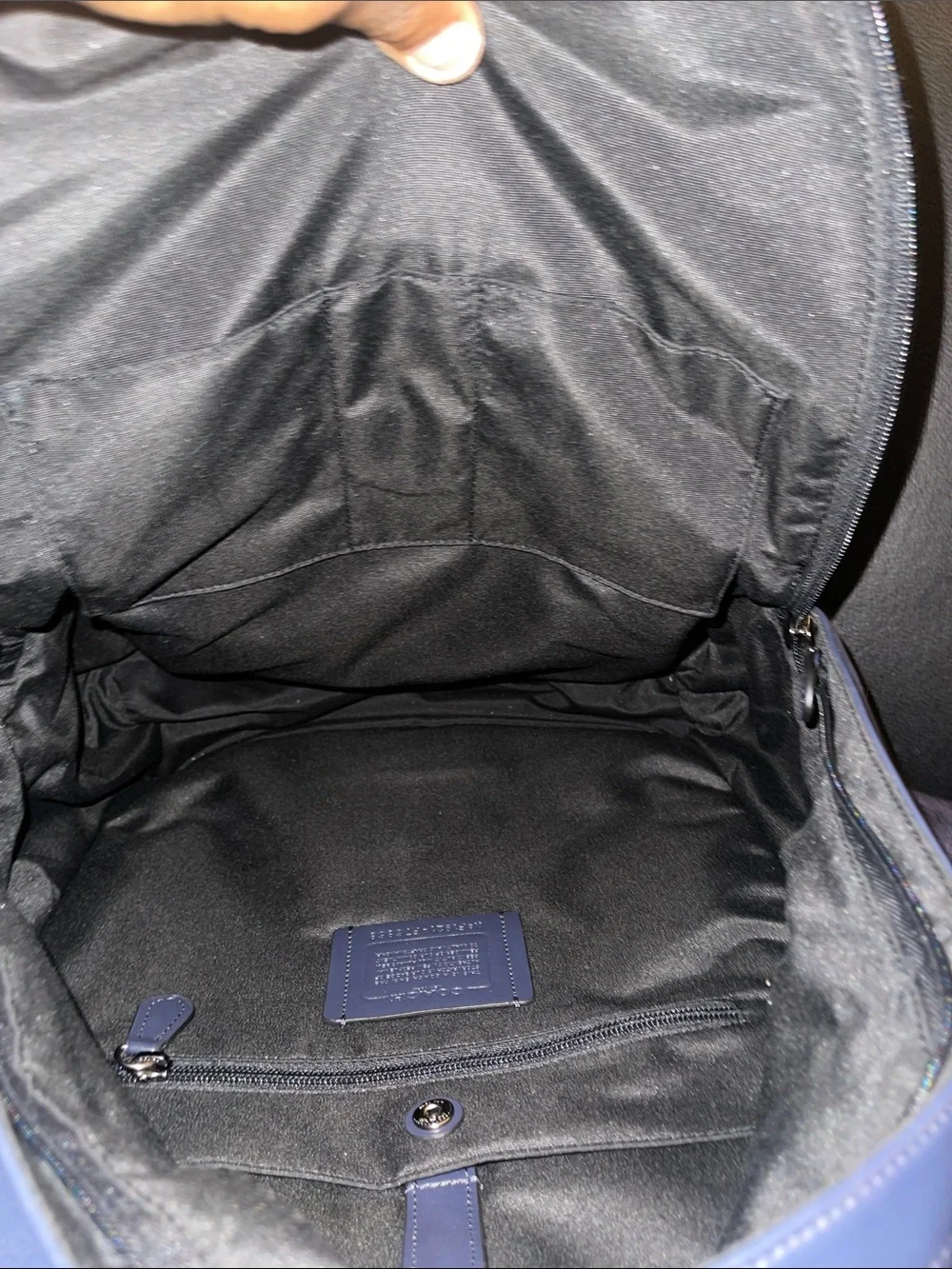 Coach Houston Backpack w/Baseball Stitch (Style F76868) Midnight Navy/Orange NWT